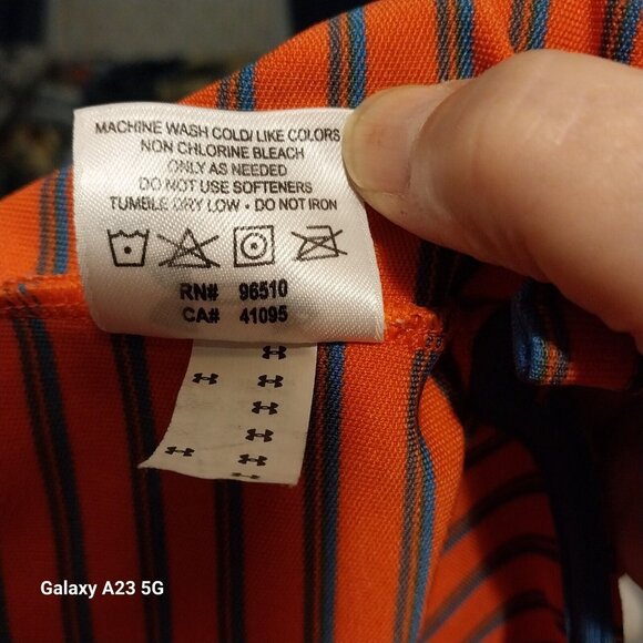 Under Armour Mens HeatGear Loose Fit Polo Shirt Red/Blue Striped LG 24" Armpit T - Picture 8 of 9